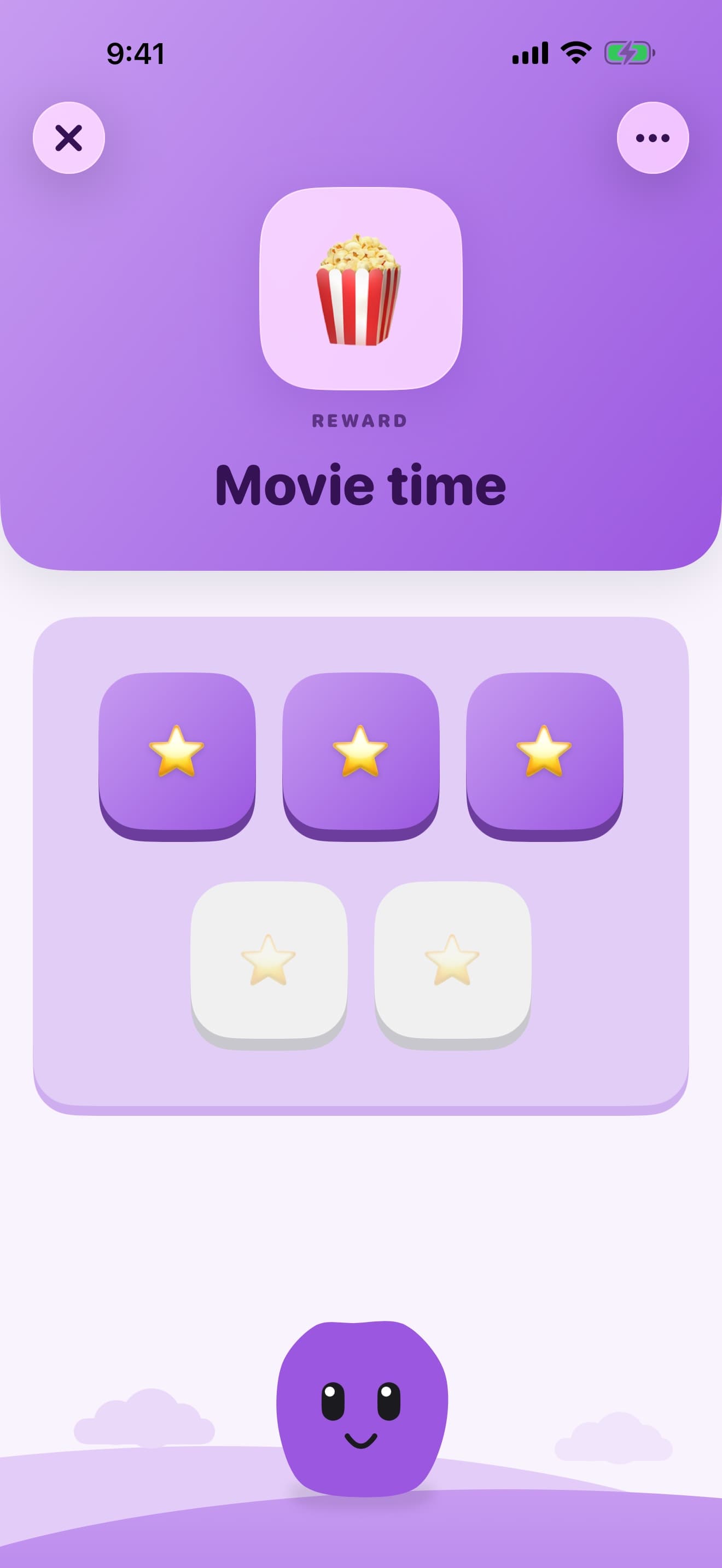 A live token board working toward Movie time, with three of five stars earned.